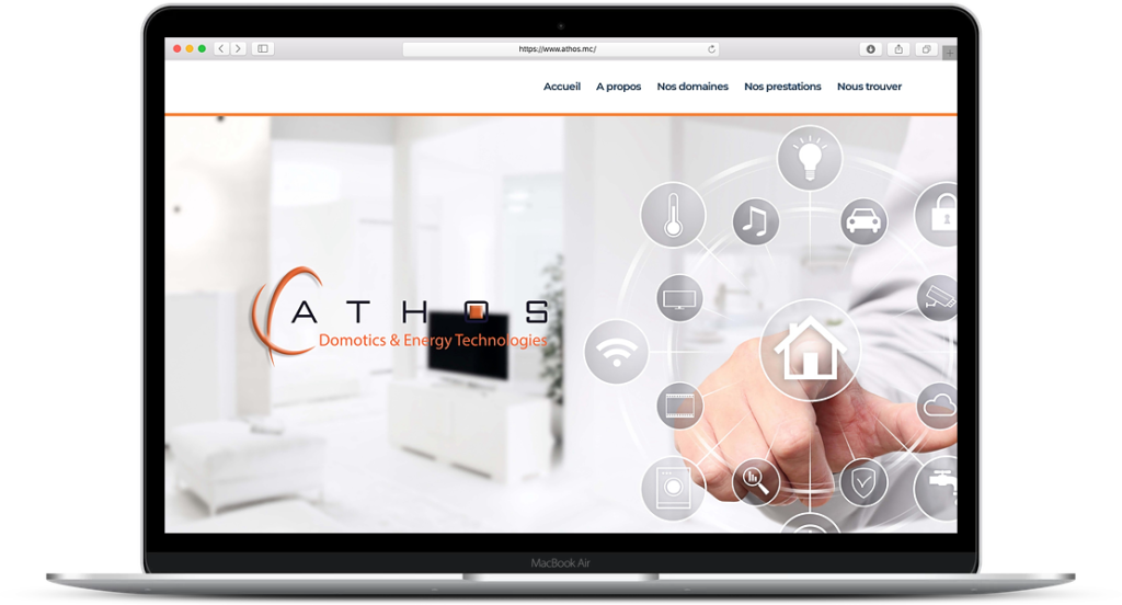 Réalisation en 2021 d'un site onepage responsive de la société ATHOS Technologies à Monaco gérée par Maurizio Morreale